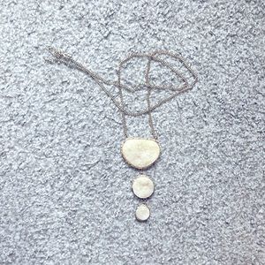 Three white rock long necklace with gold chain